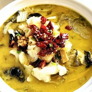 a bowl of soup on a table