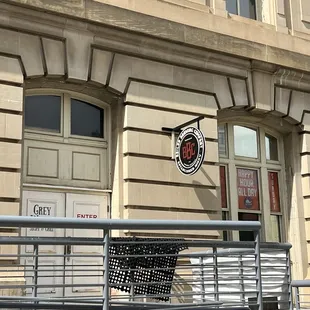 a bicycle parked in front of a building