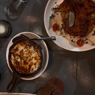 Loaded whipped potatoes and Roasted organic half chicken