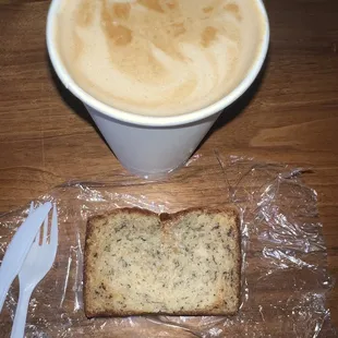 Banana bread. Latte