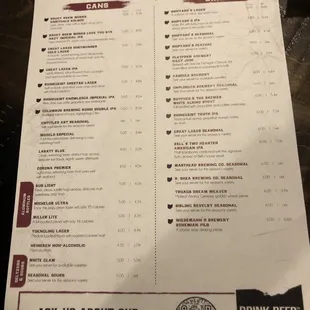 the menu of the boiler room
