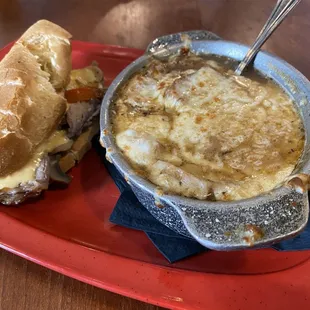Lunch special 1/2 Cheesesteak and French Onion soup - $10
