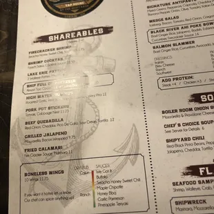 menu