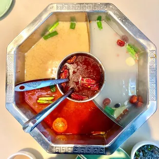 Spicy Soup, Tomato Soup, Miso Soup, and Pork Bone Soup