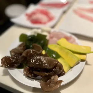 Wood ear mushrooms, pumpkin, fish fillet