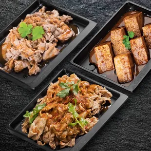 Appetizers - Spicy Tangy Beef, Spicy Cumin Lamb, &amp; Spicy Fermented Tofu