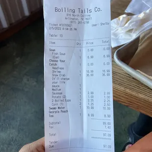 High bill, for the quality and taste.