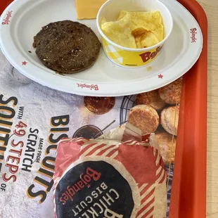 Chicken Biscuit and Sausage Egg &amp; Cheese Biscuit deconstructed with no biscuit