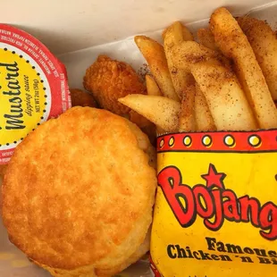  chicken sandwich and a biscuit