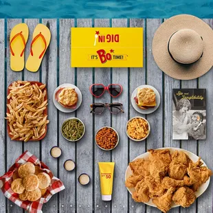 a variety of food on a table