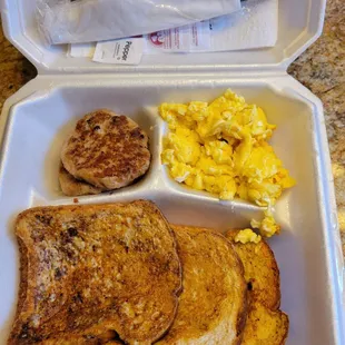 Cinnamon French Toast,  with sausage and eggs