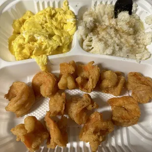Shrimp,  eggs and grits
