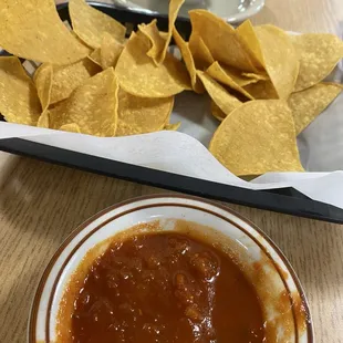 Chips and WARM salsa