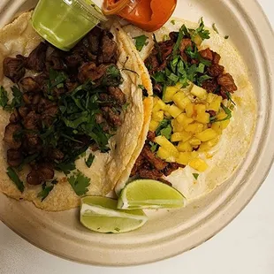 Carnal asada and Al pastor tacos