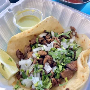 Carne Asada taco, w/ cilantro &amp; onions