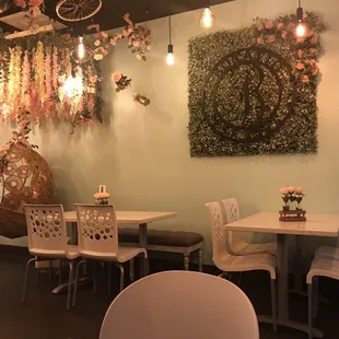 tables and chairs in a restaurant