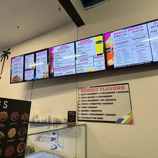 menus on the wall