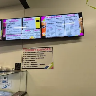 menus on the wall