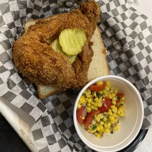 1/4 White Meat (Breast &amp; Wing) + corn salad