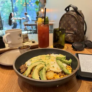 Bold Hash, Bloody Mary, and coffee