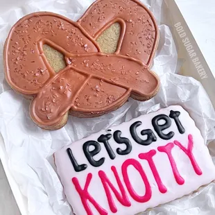 "Let's get Knotty" Valentine's Day cookie gift