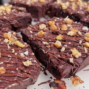 Chocolate fudge brownies with walnuts