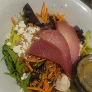 Red wine poached pear salad