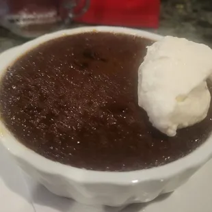 Dark chocolate creme brulee