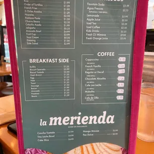 a menu on a table
