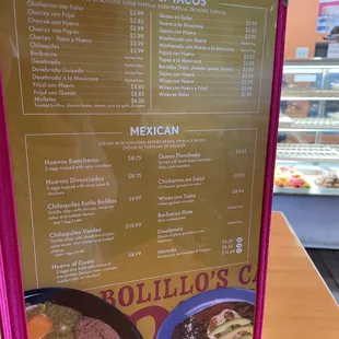 menu