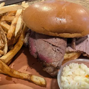 8oz Brisket Sandwich. Terrific, tender brisket.  Skip the undercooked fries.