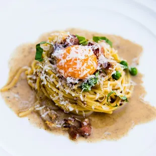Carbonara with fresh pasta Provençal meatballs with mushroom and artichoke