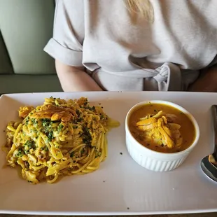 Santa Barbara uni spaghetti with uni soup.