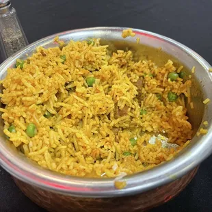 Lamb Biryani (partially eaten).