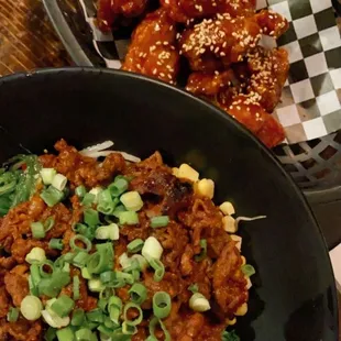Korean fried chicken and spicy bulgogi bowl!