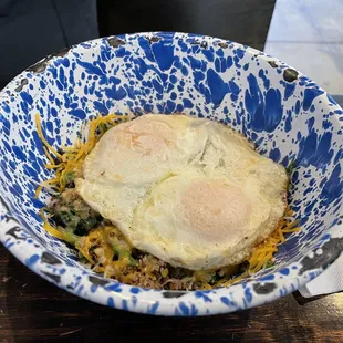 a bowl of food on a table