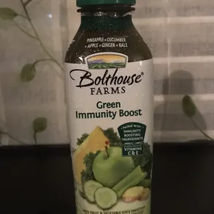 a bottle of green juice