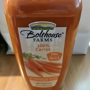a bottle of carrot juice
