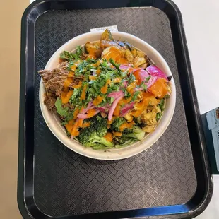 Barbados steak/ chicken bowl. Amazing good for athletes/ bodybuilders. Will come again when I&apos;m in the area