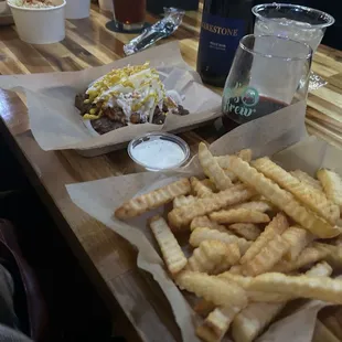 Fries and burger without the bun
