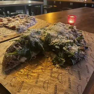 Pepperoni pizza in back, more forward is the Sarandara pizza