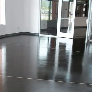 a polished concrete floor