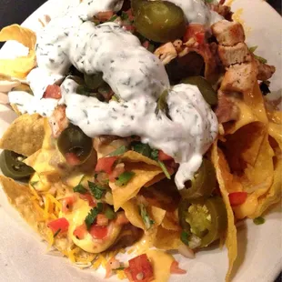 Chicken nachos. More than enough for two people.