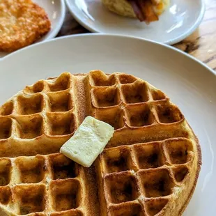 a waffle with butter on it