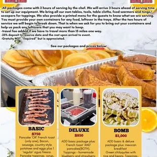 Brunch catering. Choose between basic, deluxe and Bomb!