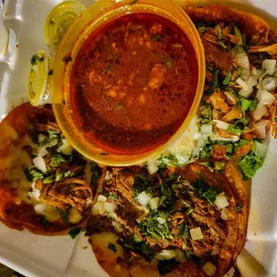 Birria tacos &amp; consomme