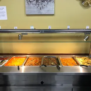 One of three buffet tables