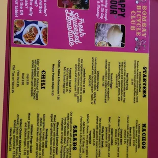 Front on menu