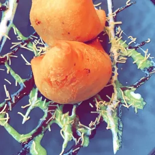 Delicious Samosas and beautiful plating.