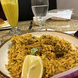 Goat Biryani and Mango Lassi!